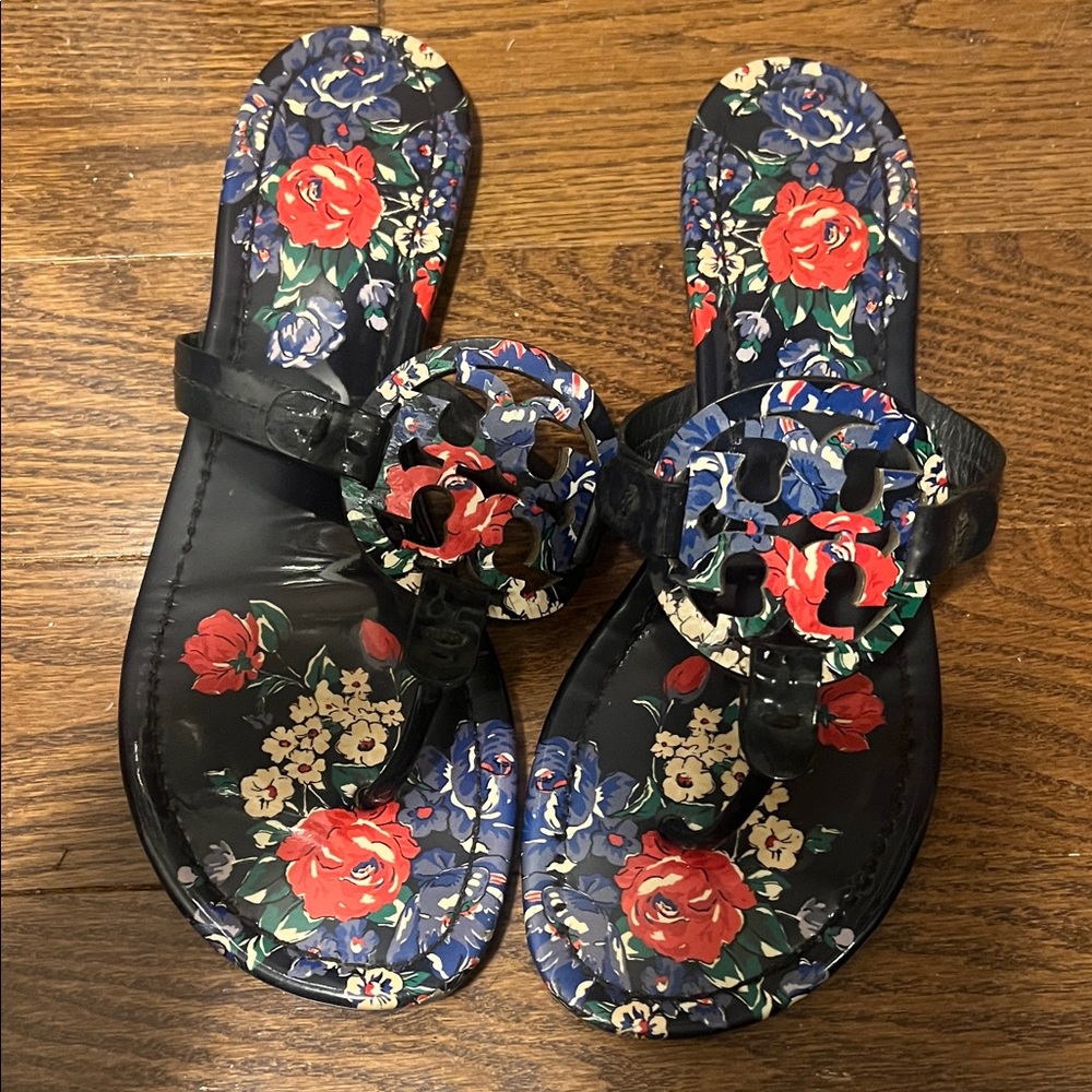 Tory Burch Blue Floral Sandals